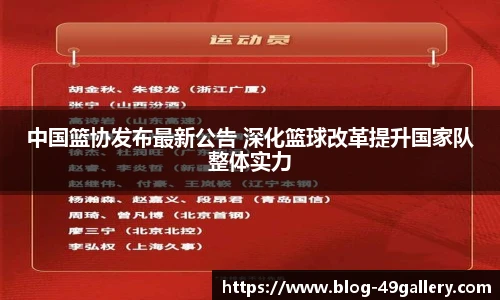 中国篮协发布最新公告 深化篮球改革提升国家队整体实力