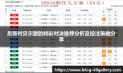 尼斯对贝尔谢的精彩对决推荐分析及投注策略分享